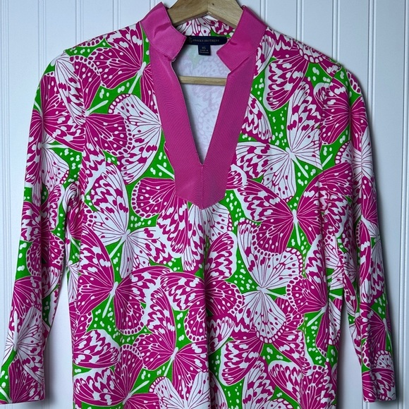 Brooks Brothers Ponte Stretch Floral 3/4 Sleeve Split Neck Dress XS Colorful - Picture 6 of 11